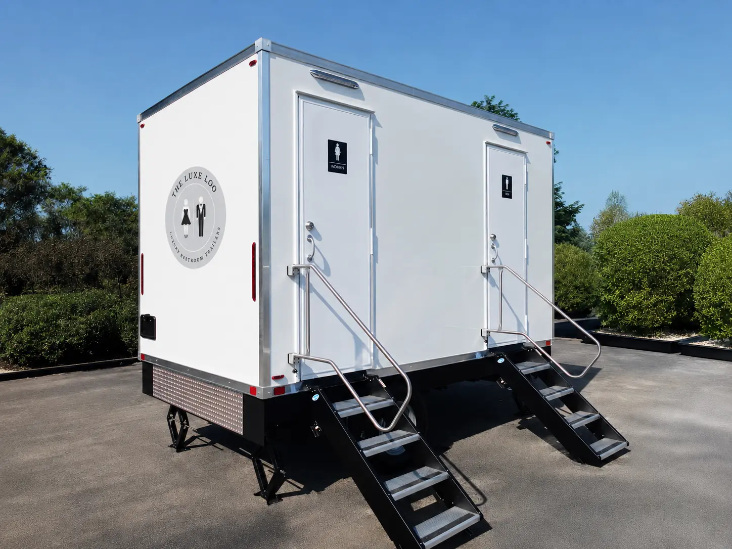 Restroom trailer exterior setup in Columbus Ohio